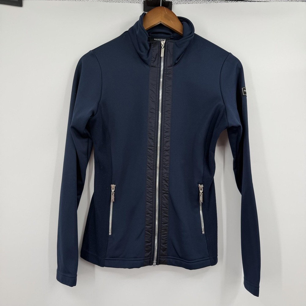 Equestrian Stockholm Jacket Womens Small Blue Softshell Full Zip Lined Pockets